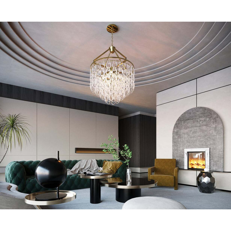 Tessa 7 - Light Dimmable Tiered Chandelier, Natural Bronze, Champagne