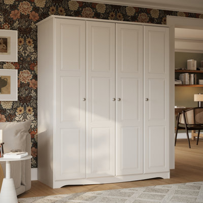 100% Solid Wood Pascarella Wardrobe Armoire with Metal Knobs