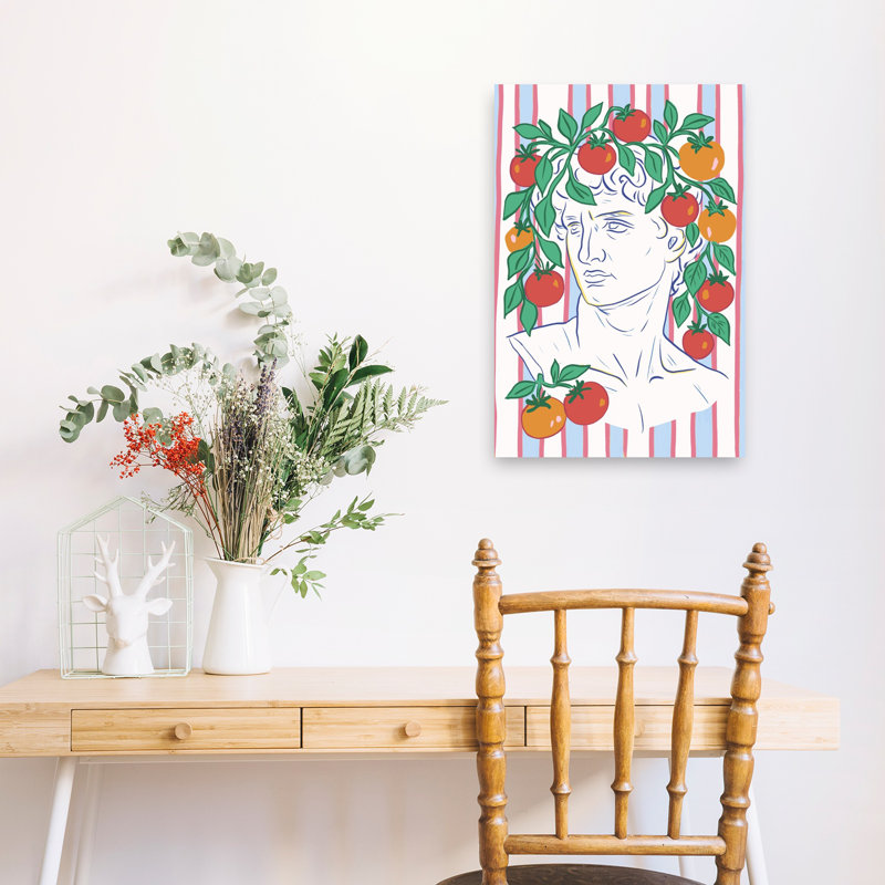 Art mural fantaisiste avec buste de tomate, 24" H x 16" W