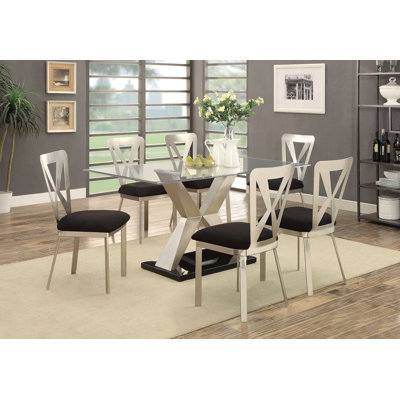 Glass Top Metal Base Dining Table