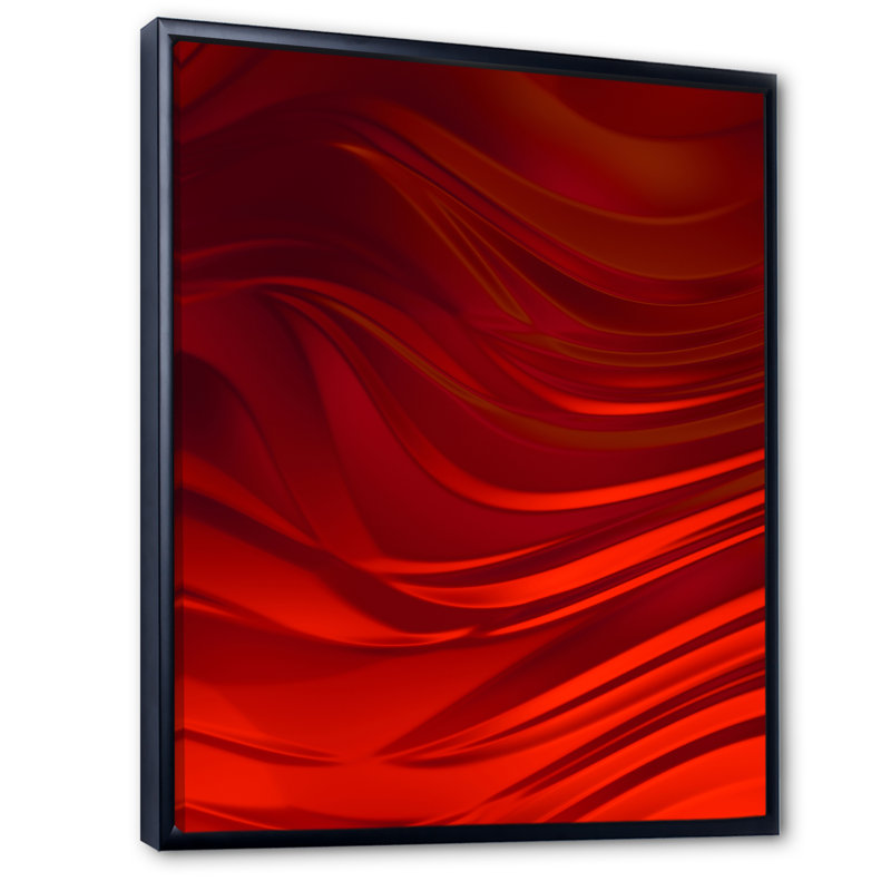 Abstrait, vague rouge, art liquide II - art mural moderne sur toile, H 32 po x l 16 po, Toile avec cadre flottant, Black