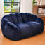Pouf géant MJ-YS231-BL pour adultes, tissu bleu foncé à motif de lapin, capacité de 295 kg, canapé ergonomique confortable avec accoudoirs et poches latérales