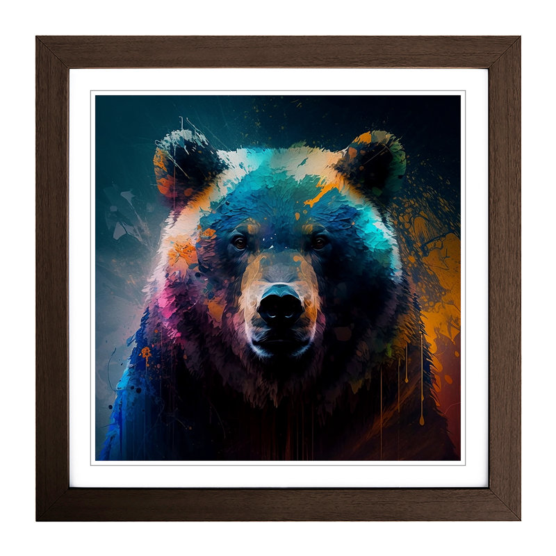 Bear Abstract Expressionism No.1 - Framed Print, Walnut