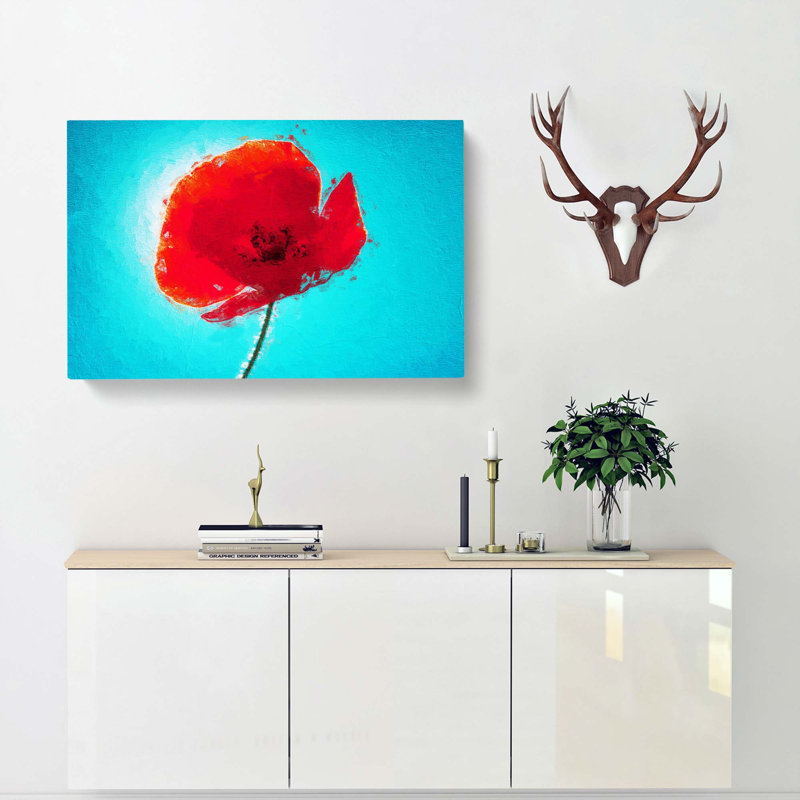 Poppy In Abstract - Wrapped Canvas Print, 50cm H x 76cm W x 3cm D