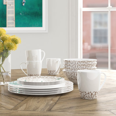 Amity Piece Porcelain China Dinnerware Set - Service for 4