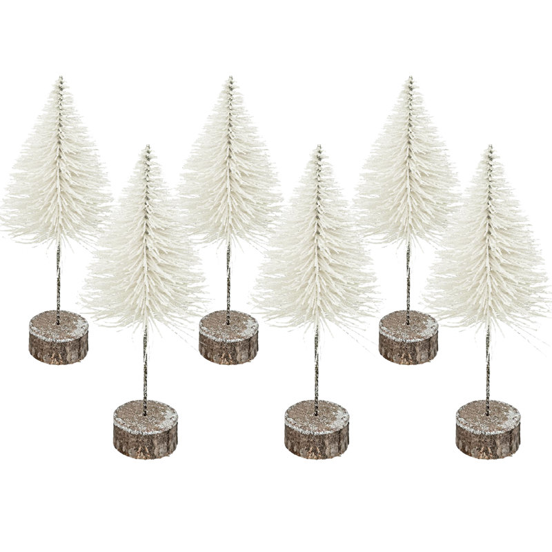 White Sisal Tree - Set of 6 - 5.5"Dia. x 12" - White/Brown