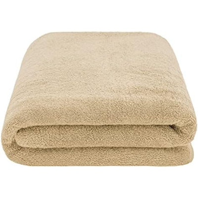 Oversized Bath Sheet 40X80 Extra Large For Bathroom, 600 GSM 100% Cotton Turkish Jumbo Bathsheet Towels For Adults, Beige Bath Sheet