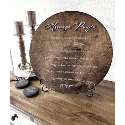Décoration de mariage, cadeau de mariage, affiche murale en bois faite à la main avec une prière gravée