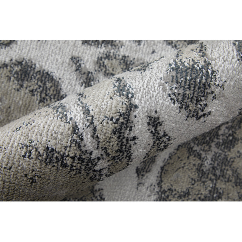 Oria Industrial Abstract Polyester/Polypropylene Area Rug, Rectangle 3'11" x 6'