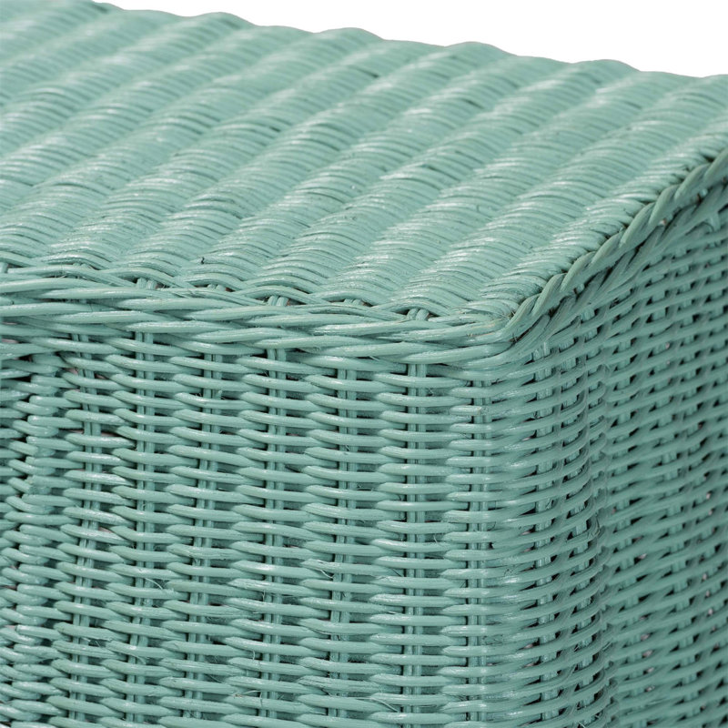 Console bohémienne écume de mer en rotin vert