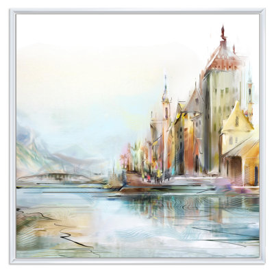 Zurich au bord de la rivière en après-midi - Peinture sur toile