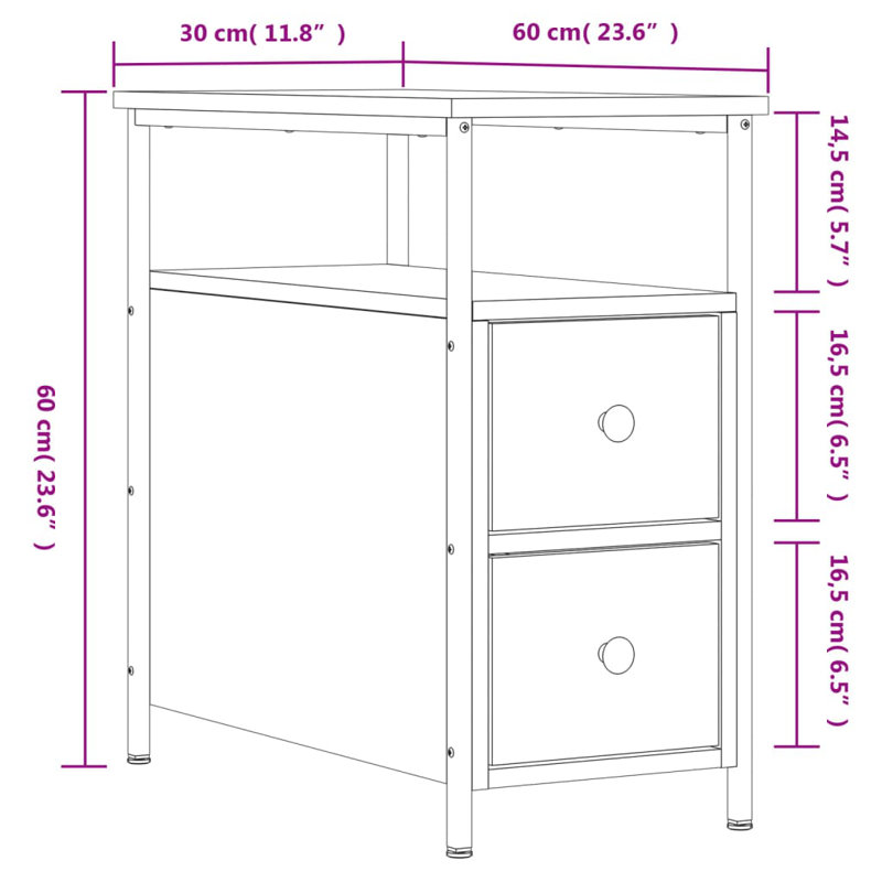 Nedlands 30cm W Manufactured Wood Bedside Table, Black