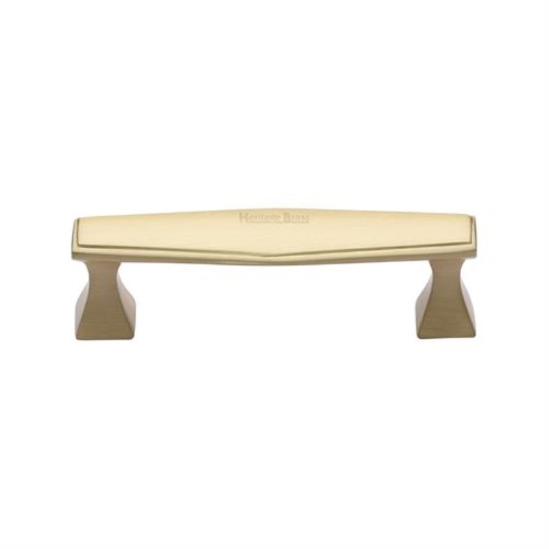Heritage Brass Heritage Cabinet Pull Deco Design, Satin Brass, 2.5cm H x 11.3cm W x 3.5cm D