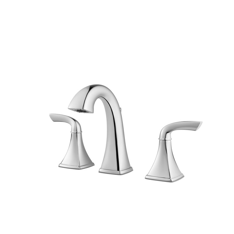Bronson Widespread Double Handle Deck Mount Bath Faucet, Polished Chrome