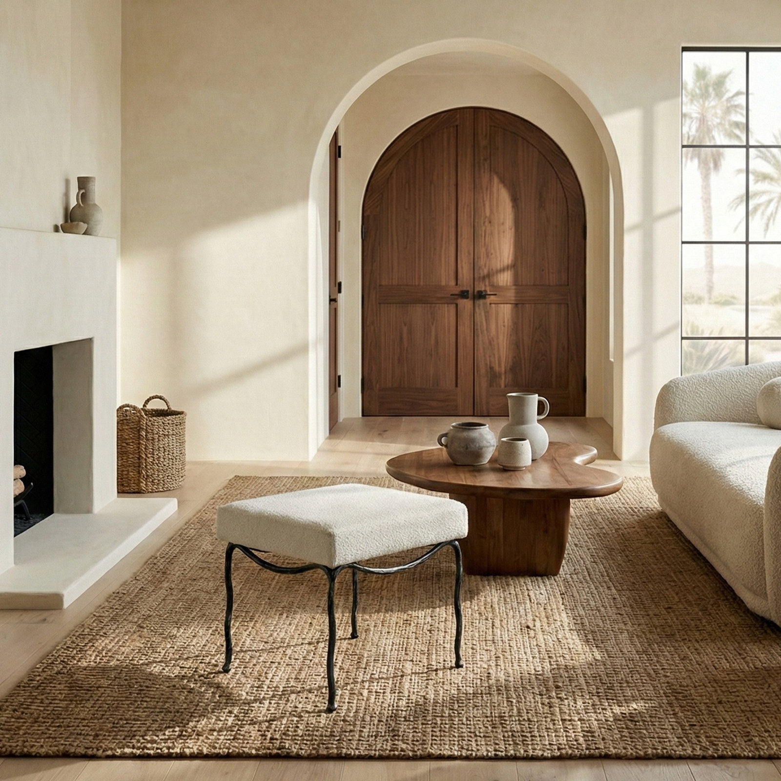 20" Square Ottoman, Ivory
