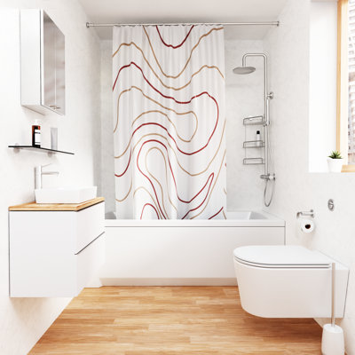 Shower Curtain with Pink Swirl Design, 1800W x 1800H