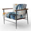 Fauteuil d'appoint rembourré abstrait Blue Geometrics II-1418725851