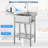 Stainless Steel Utility Sink, Free Standing Single Bowl Kitchen Sink, Adjustable Leg Height, with Faucet, Hot and Cold Water Pipes, Commercial Laundry Tub, Hook for Indoor Outdoor Farmhouse Use
