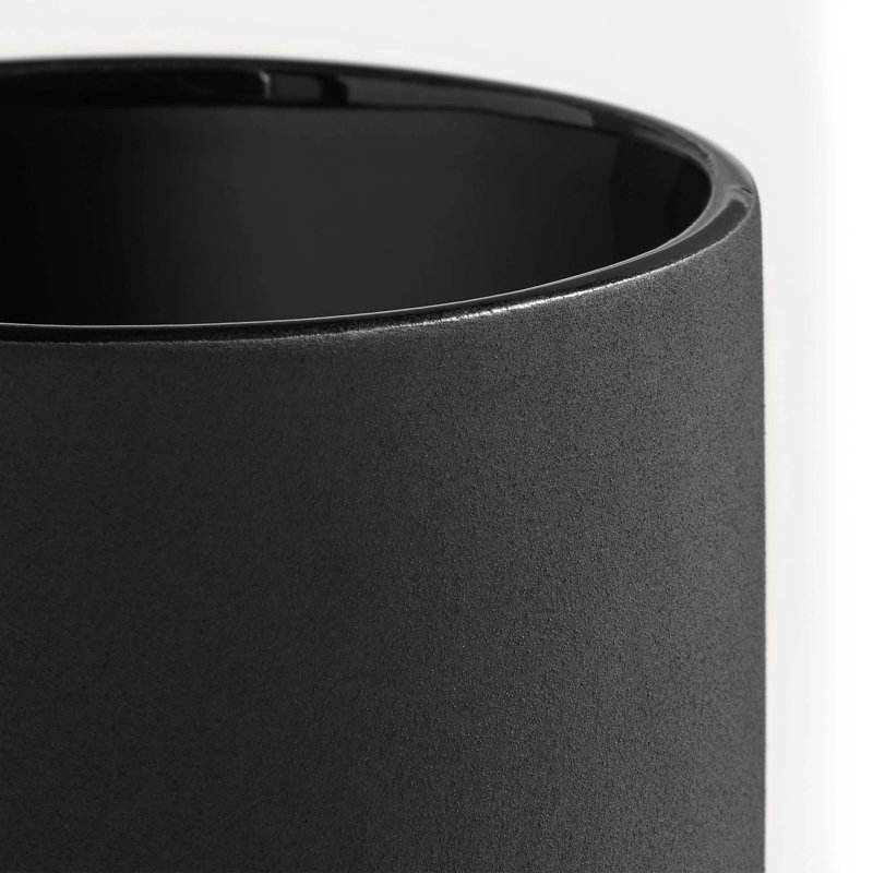 Flange Ceramic Table Vase, Black, 12" H x 6" W x 6" D