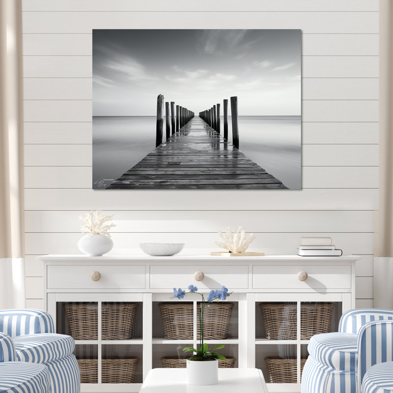 «Quam - Coastal Pier», reproduction d'art sur toile encadrée, H 34 po x l 44 po x P 1,5 po, Toile tendue
