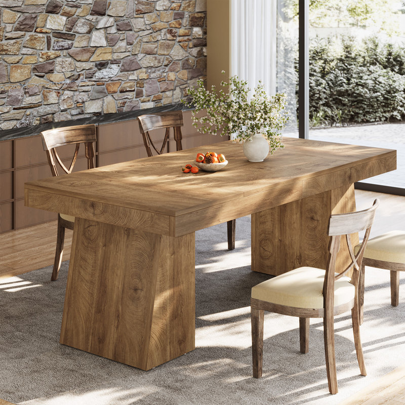 55-Inch Dining Table for 4-6, Rectangular Wood Kitchen Table for Dining Room, Small Spaces, Natural