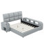 Grand lit plateforme tapissier avec table de chevet multimédia et tablettes de rangement-744869878