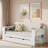 Multifunctional Daybed With Storage Drawer, Open Compartments And Hydraulic Side Table-1577421122
