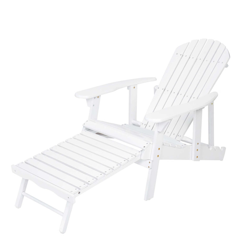 Chaise Adirondack pliante en bois d'acacia rustique, Blanc