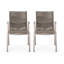 Chaise de salle à manger d'extérieur moderne en aluminium avec siège en corde (ensemble de 2)