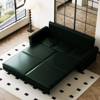 93.7" 3 - In 1 King Pull Out Faux Leather , Multifunctional For Wine Cellars, Convertible Sleeper Bed, With Nailhead Trim, Comfortable Model Building,