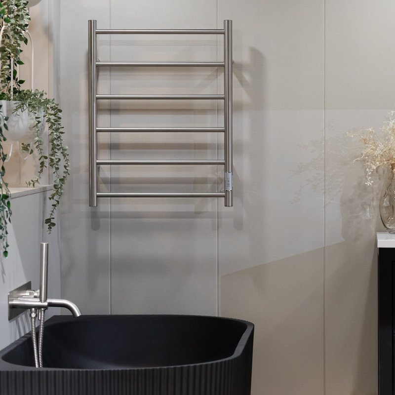 Georgia Towel Warmer 6 Bars Round In Brushed Nickel, Brushed Nickel