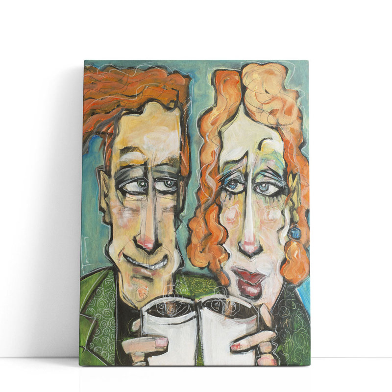 «Coffee Date 2», reproduction d'art sur toile, H 24 po x l 18 po