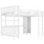 Grand lit mezzanine en métal avec garde-robe et bureau, blanc, uni, peu encombrant, facile à assembler pour les adolescents et les adultes, taille, garde-robe, robuste, économie-359131881