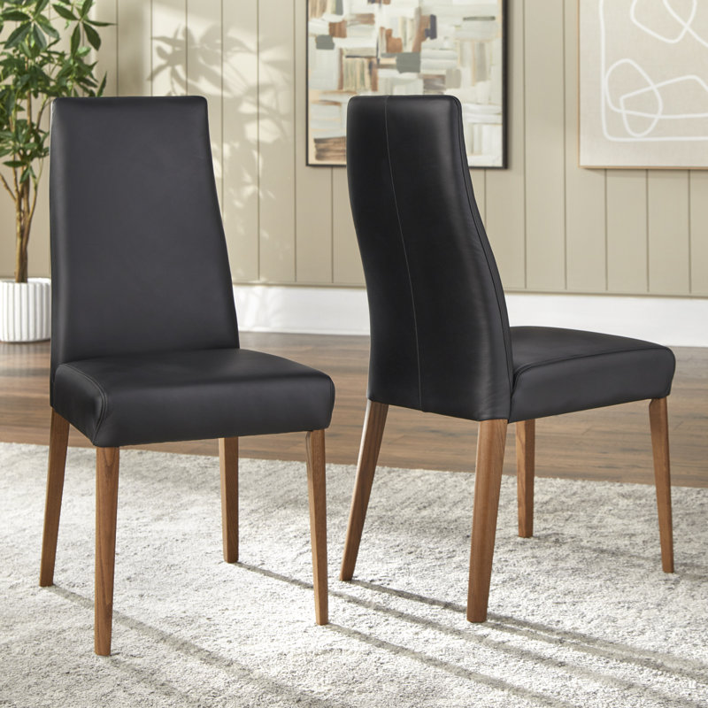 Chaise parsons en cuir Ross (ensemble de 2), Noir