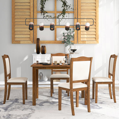 Thackerville 5-Piece Wood Dining Table Set With Upholstered Chairs