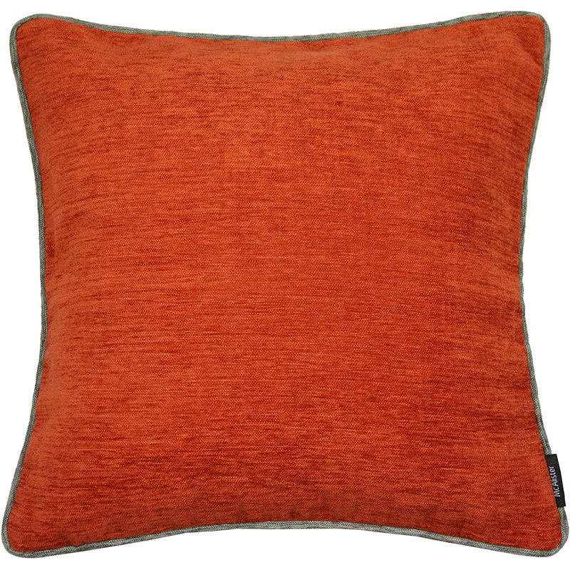 Chenille Pillow Cover, 24" x 24", Red/Gray