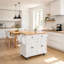 Un chariot d'îlot de cuisine roulant avec un plateau en bois d'hévéa, un support à épices, un porte-serviettes et un tiroir, blanc, pour les salles à manger-833126672