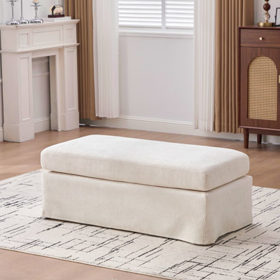 45.98" W Chenille Slipcovered Storage Ottoman by Ivy Bronx