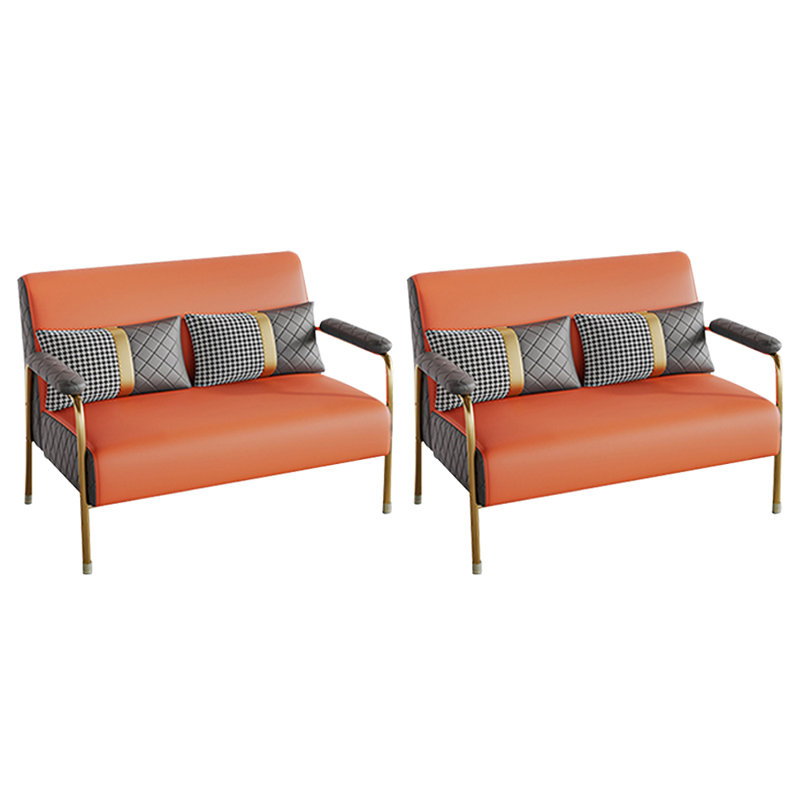 Banc rembourré en similicuir, Orange