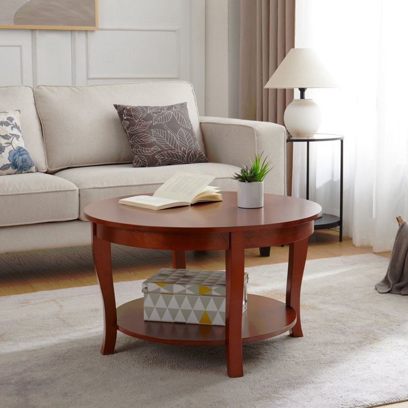 Table basse Traditional, Dark Brown Wood / Tan