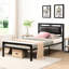 Structure de lit simple en métal noir avec formation d'acier solide, accent sur le bruit et le confort, installation simple, compatible avec tous les types de matelas, poids de 300 lb, centré, processus d'installation,