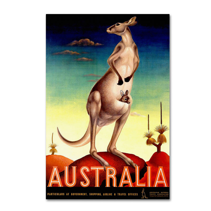 « australia kanga », art mural sur toile tendue, H 19 po x l 12 po