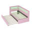 Lit plateforme tapissier simple avec ports USB et ceinture à DEL, avec lit gigogne, rose-163040738