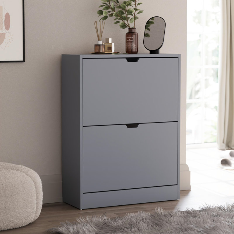 12 Pair Flip Down Shoe Storage, Grey