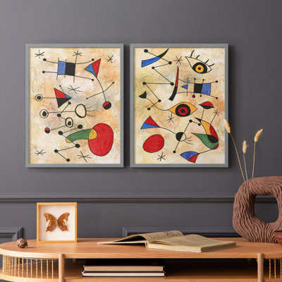 Miro Memoirs III - reproduction encadrée de qualité supérieure - prête à être accrochée - aucun clou requis - aucun clou requis
