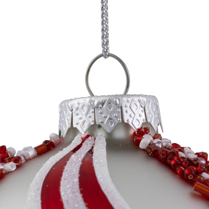 4'' Striped Glass Ball Ornament