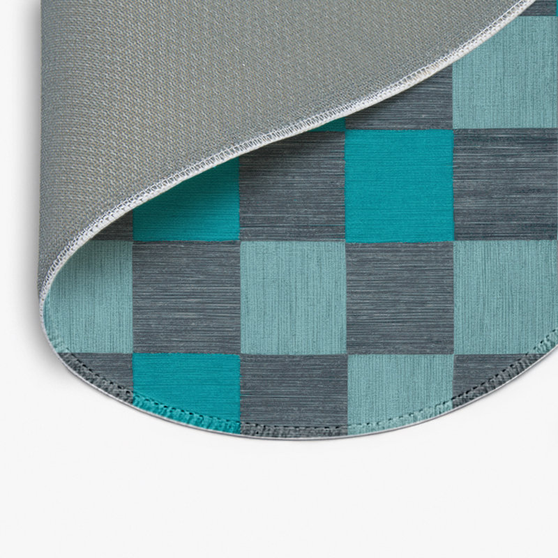 Tapis d'intérieur et d'extérieur à carreaux gris, Rond 5 pi