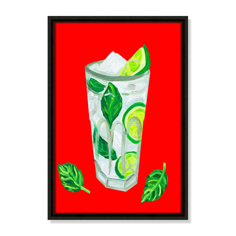 «Mojito Extra Mint Print» par Straker, H 19,5 po x l 13,5 po, Flottant espresso