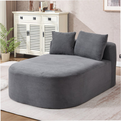 67.5''Chaise Lounge Chair 46'' Wide Seat Indoor Corduroy Oversized Sleeper Sofa For Living Room Deep Seat Lounge And Two Soft Pillows Convertible Boneless Sofa Bed, Blue, No Assembly Required