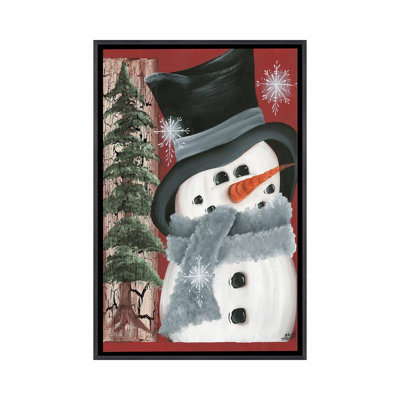 Smiley bonhomme de neige - reproduction d'art murale - toile encadrée